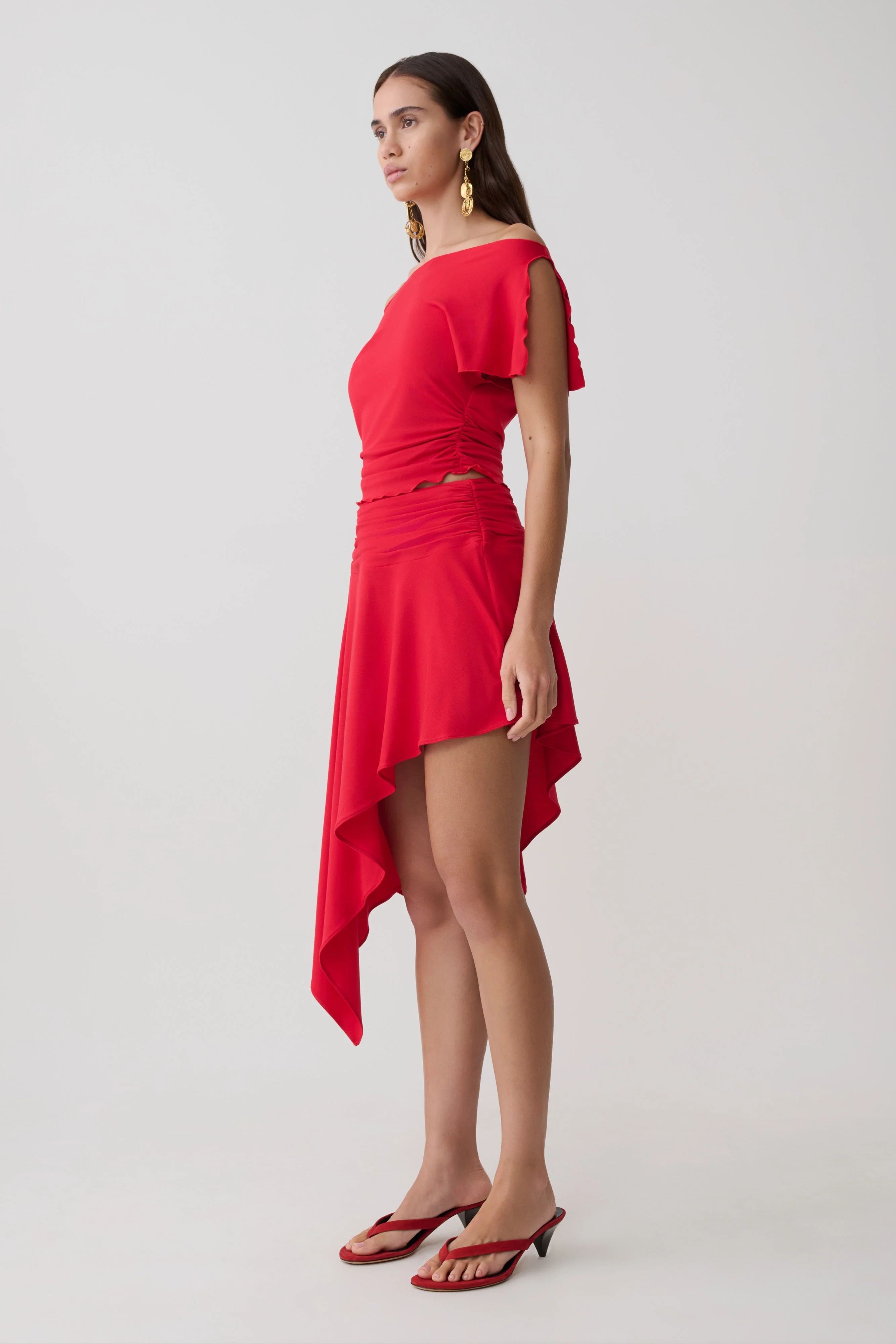 Talise Modal Hankie Midi Skirt - Red - Image 4