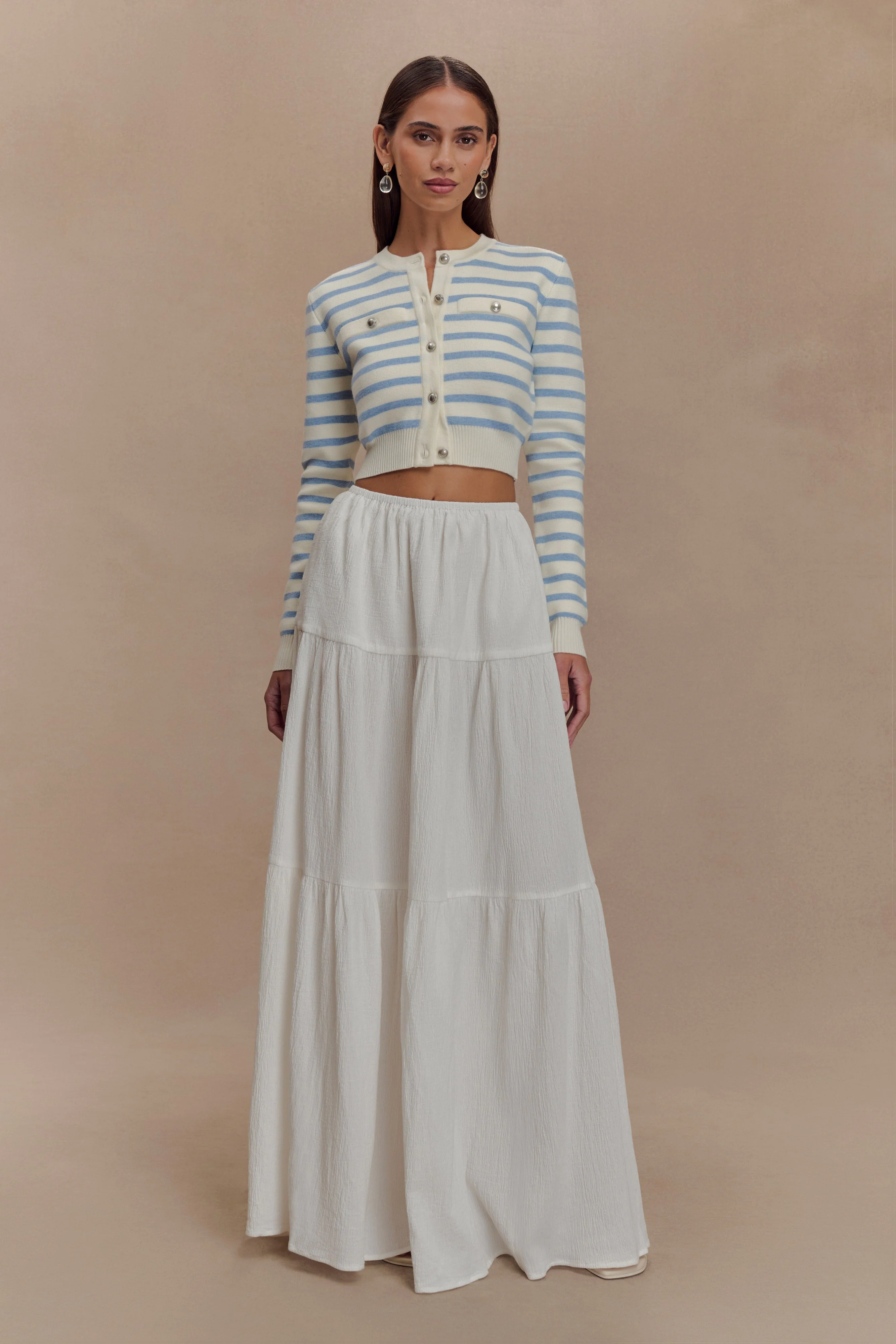 Tanner Striped Knit Cardigan - Light Blue/White - Image 6