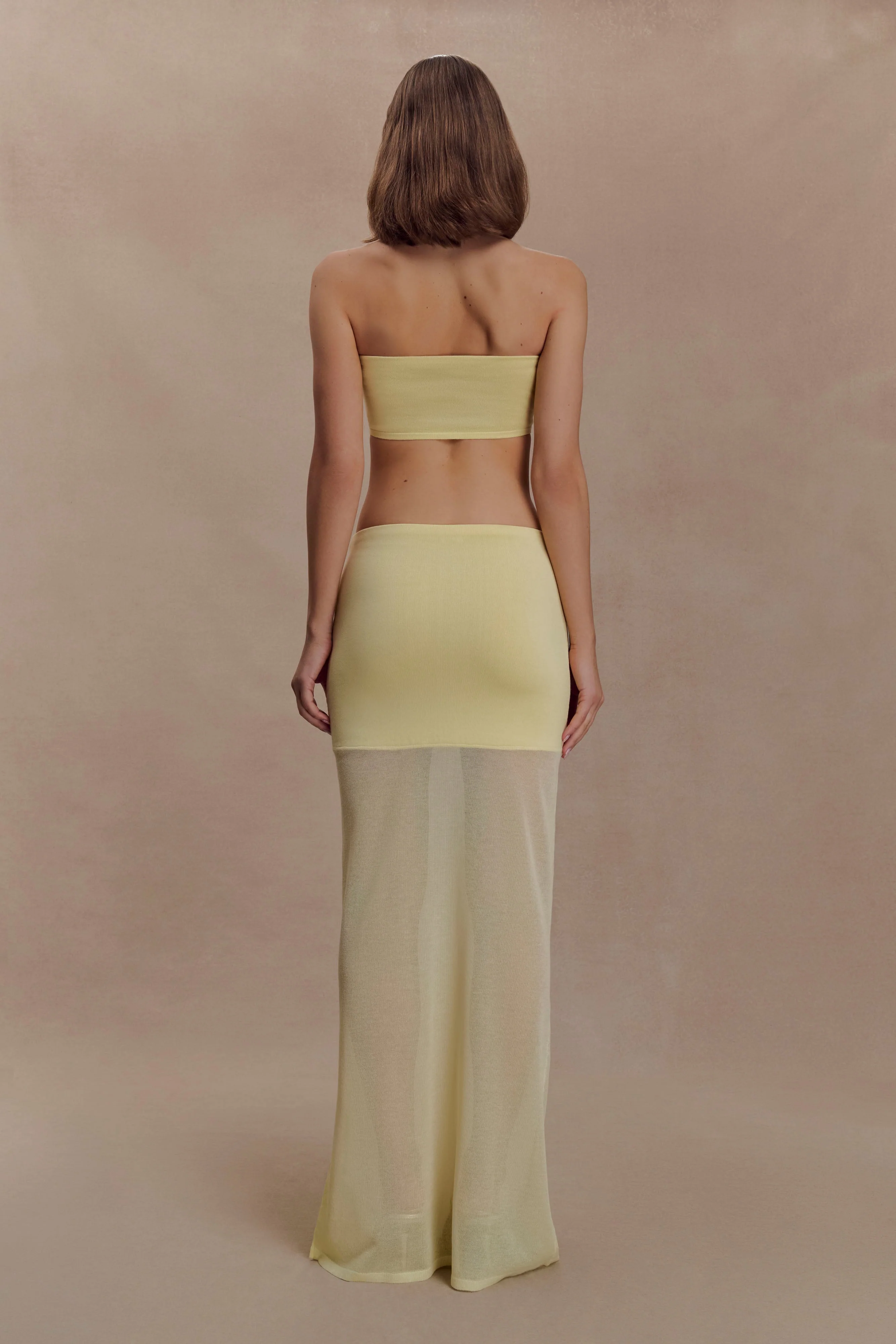Tanyel Sheer And Bandage Knit Maxi Skirt - Lemon - Image 5