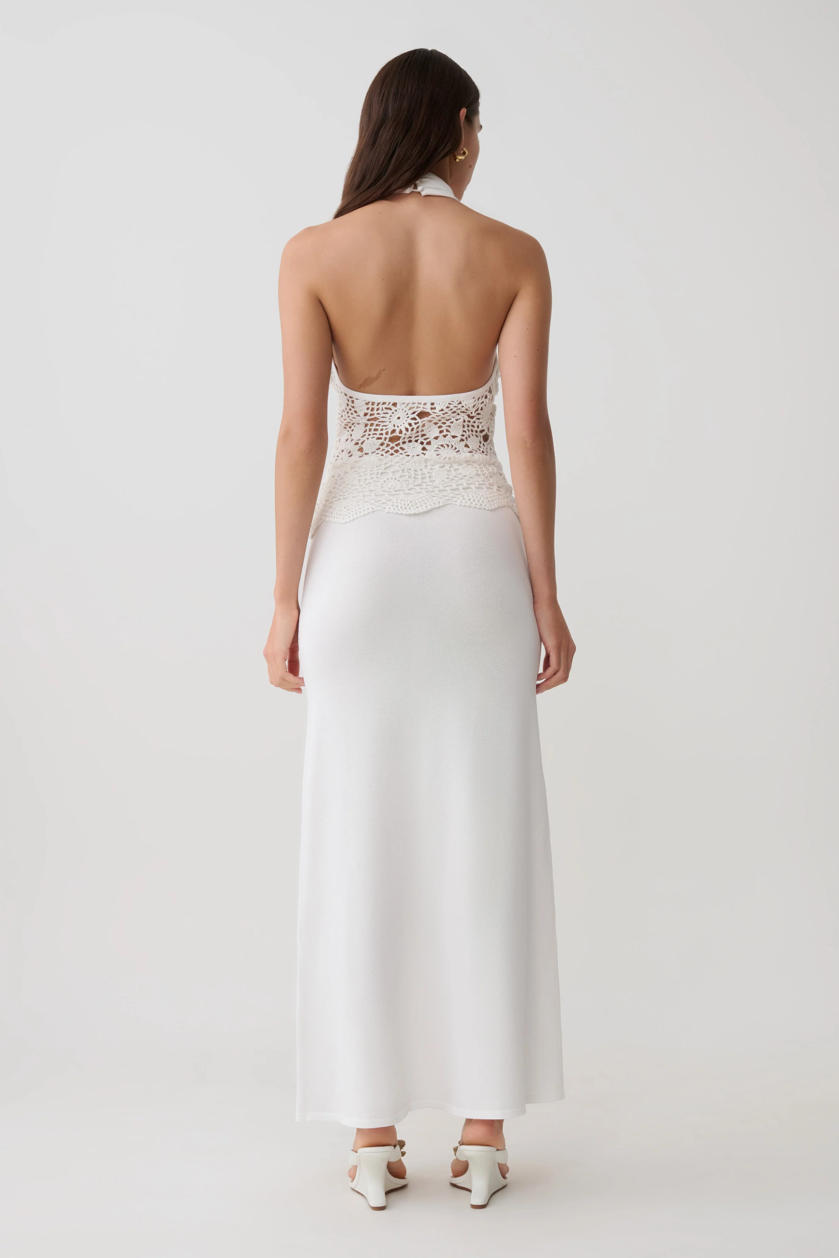 Tessie Knit & Crochet Maxi Dress - Ivory - Image 2