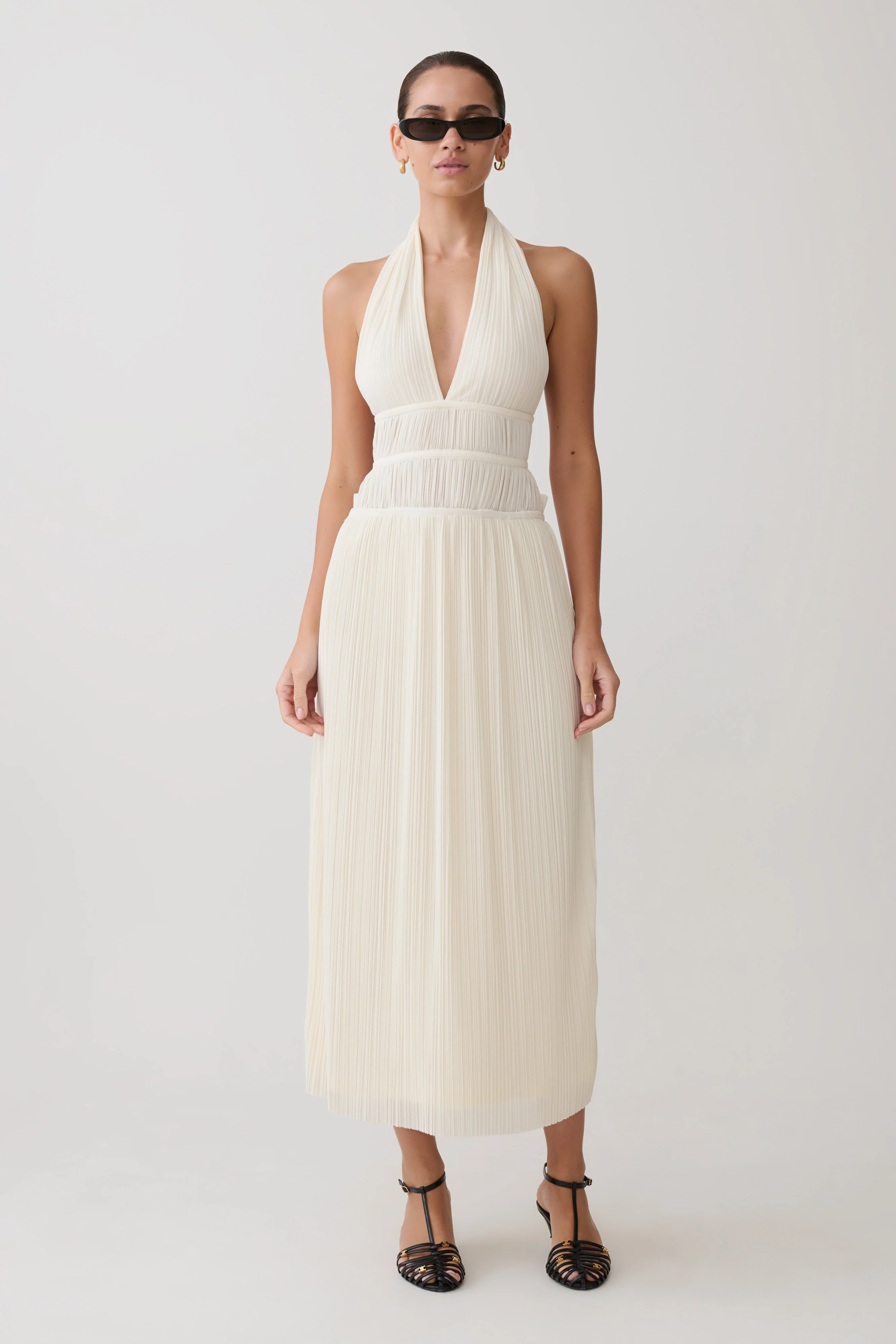Thien Cowl Halter Midi Dress - Ivory - Image 9