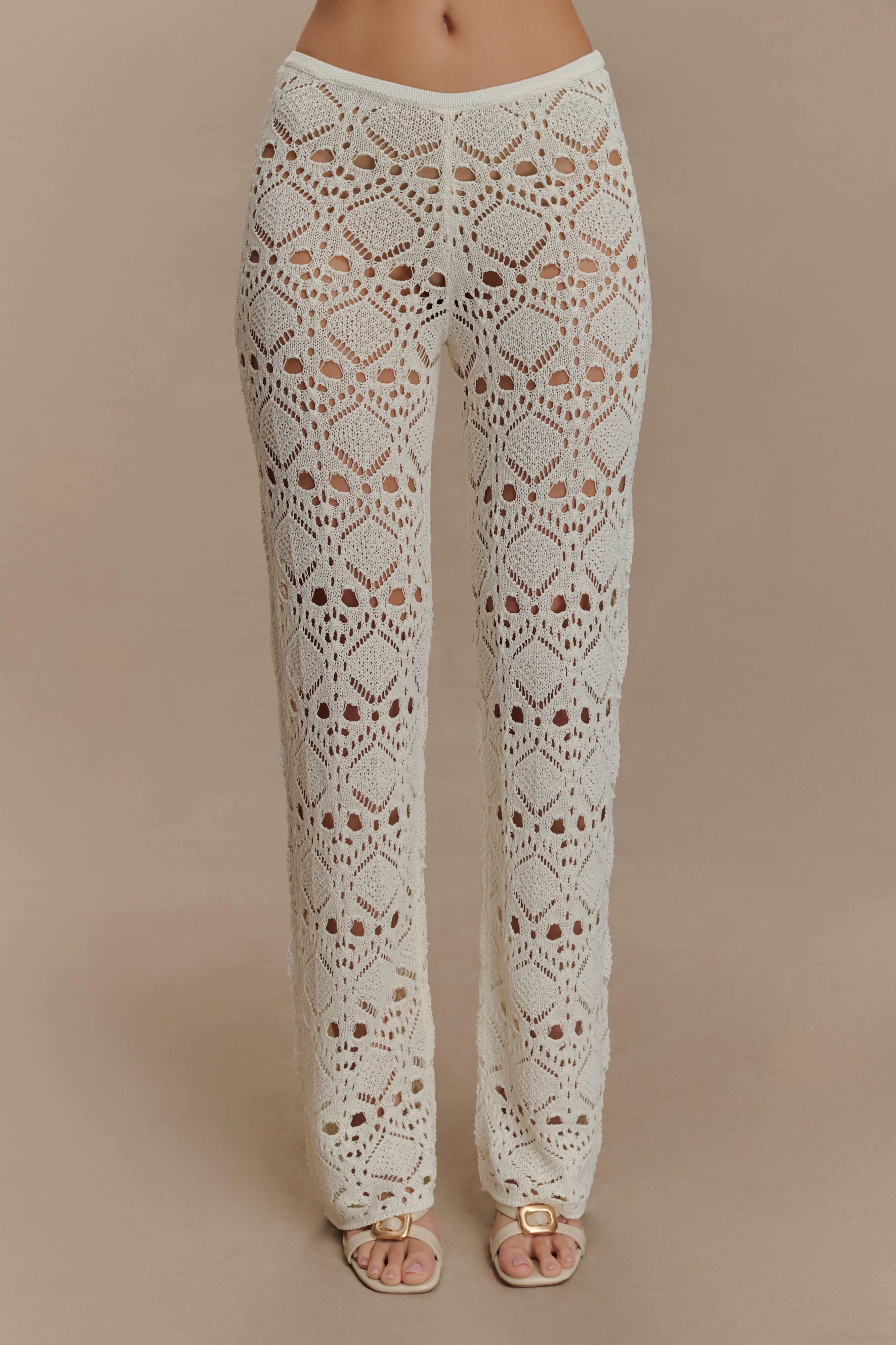 Trena Crochet Knit Pants - Ivory - Image 3
