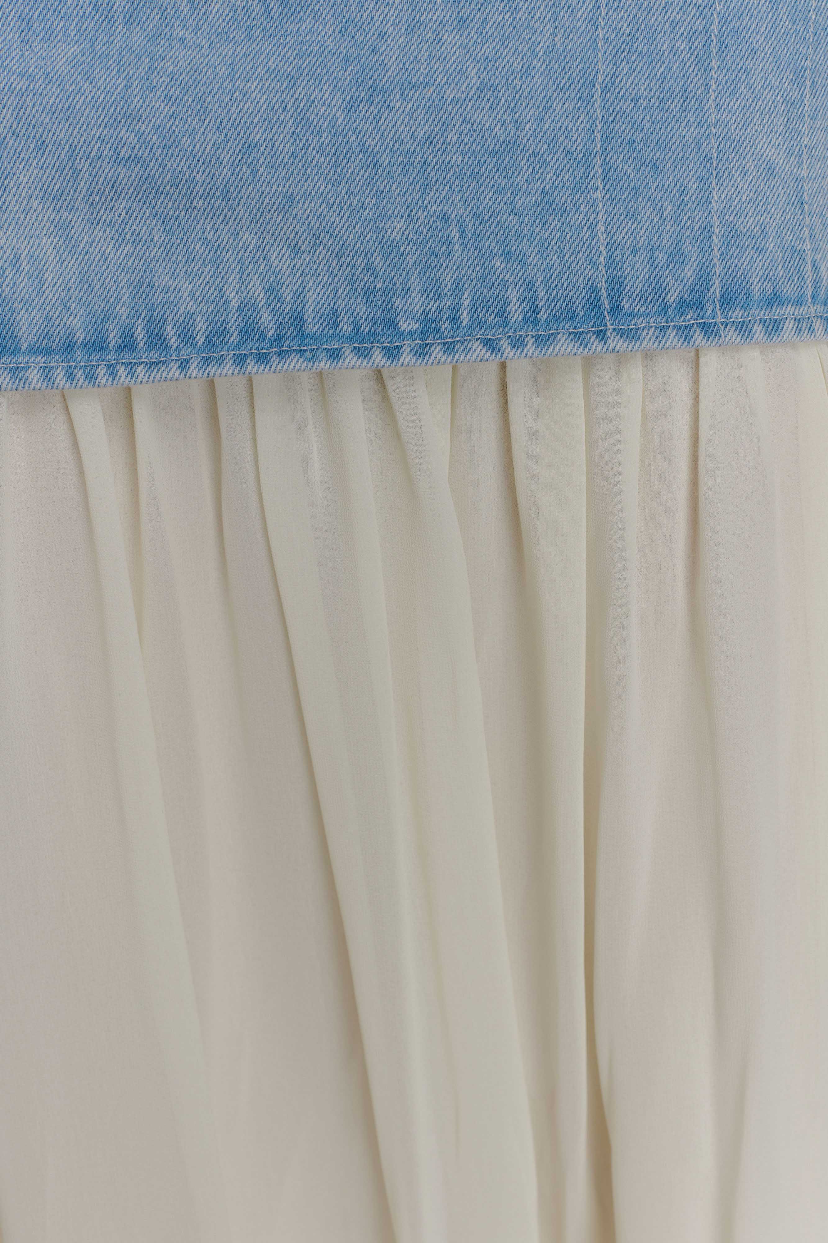 Tully Chiffon Denim Maxi Skirt - 80'S Blue - Image 4