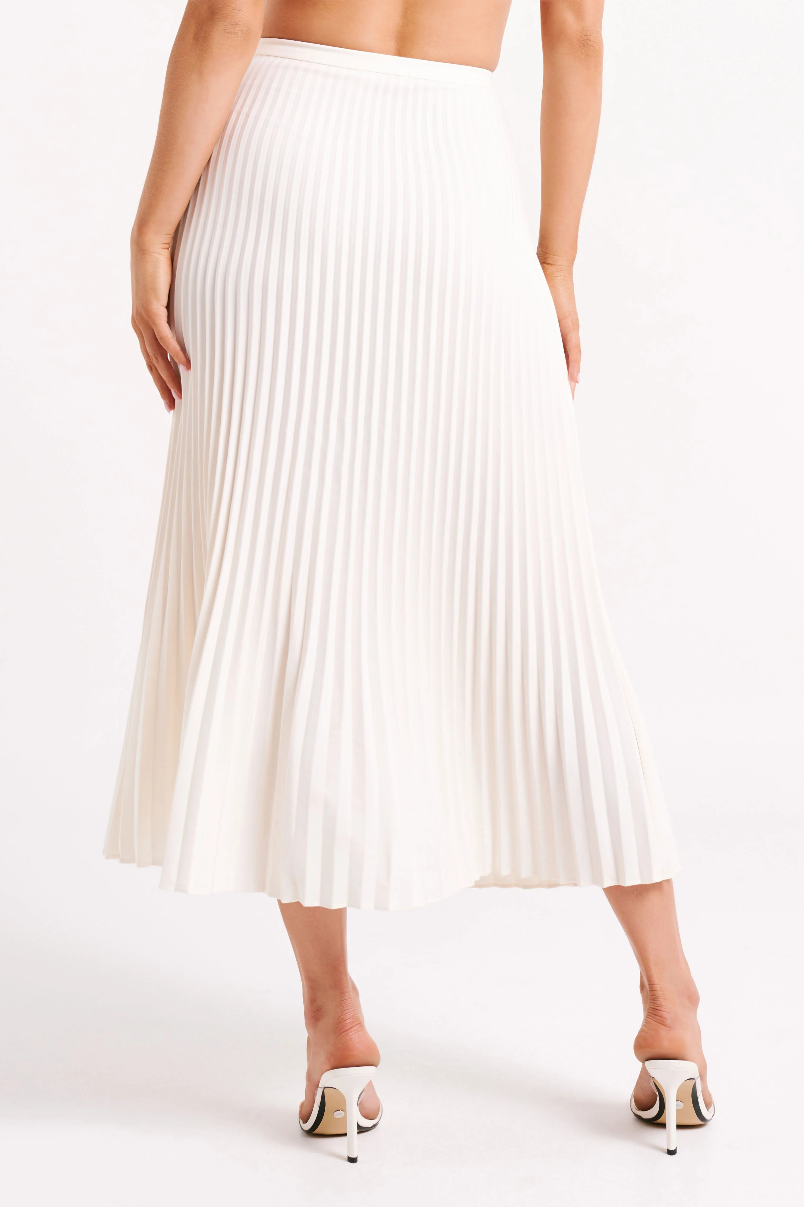 Twyla Pleated Suiting Maxi Skirt - Ivory - Image 2