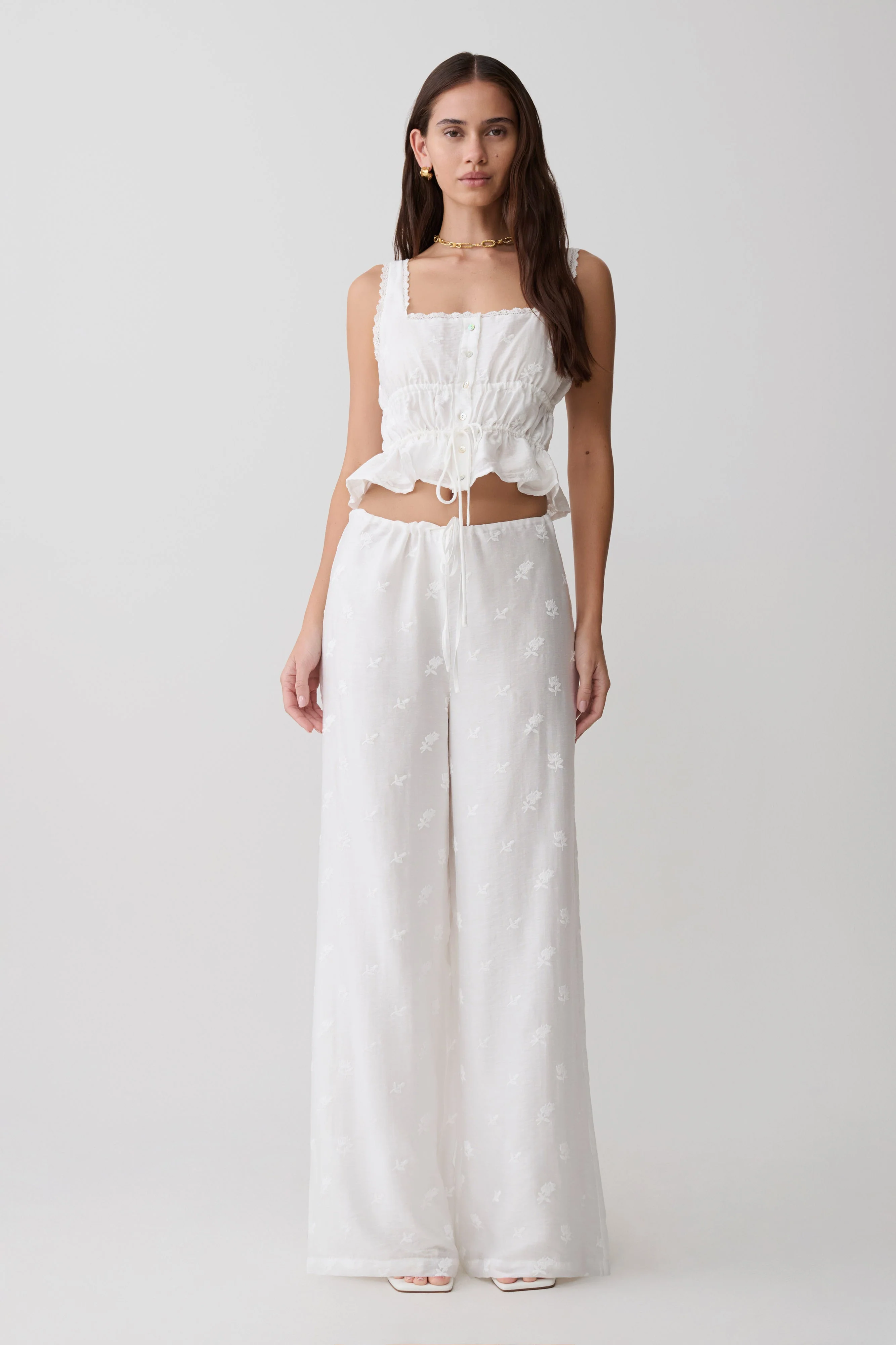 Vivian Embroidered Sleeveless Top - White - Image 6