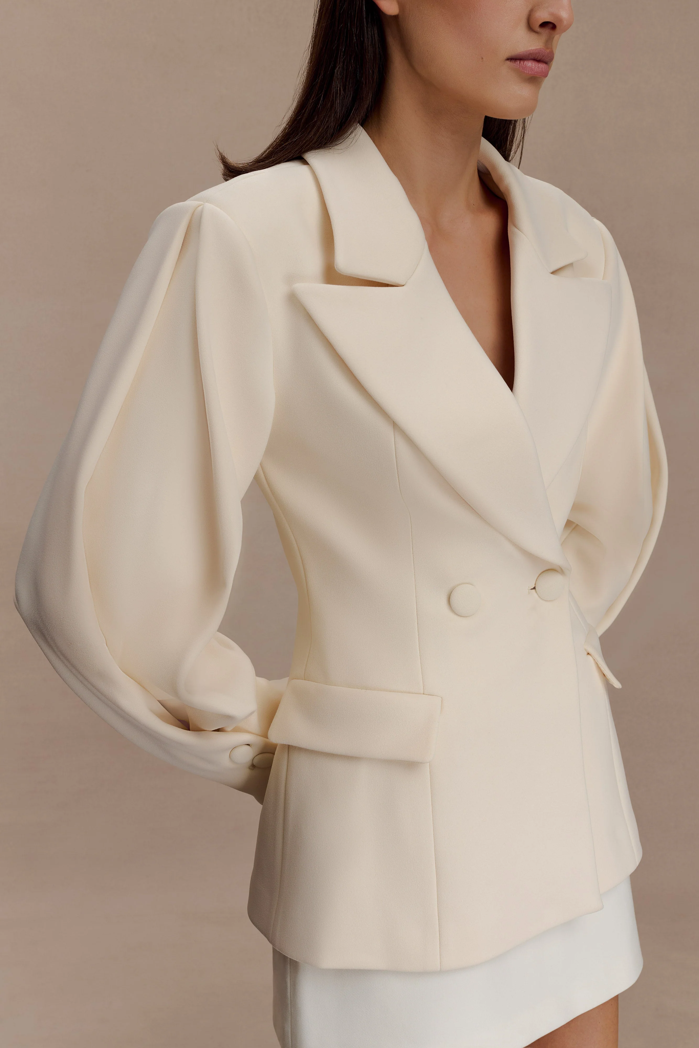 Wesley Structured Blazer - Buttercream - Image 3