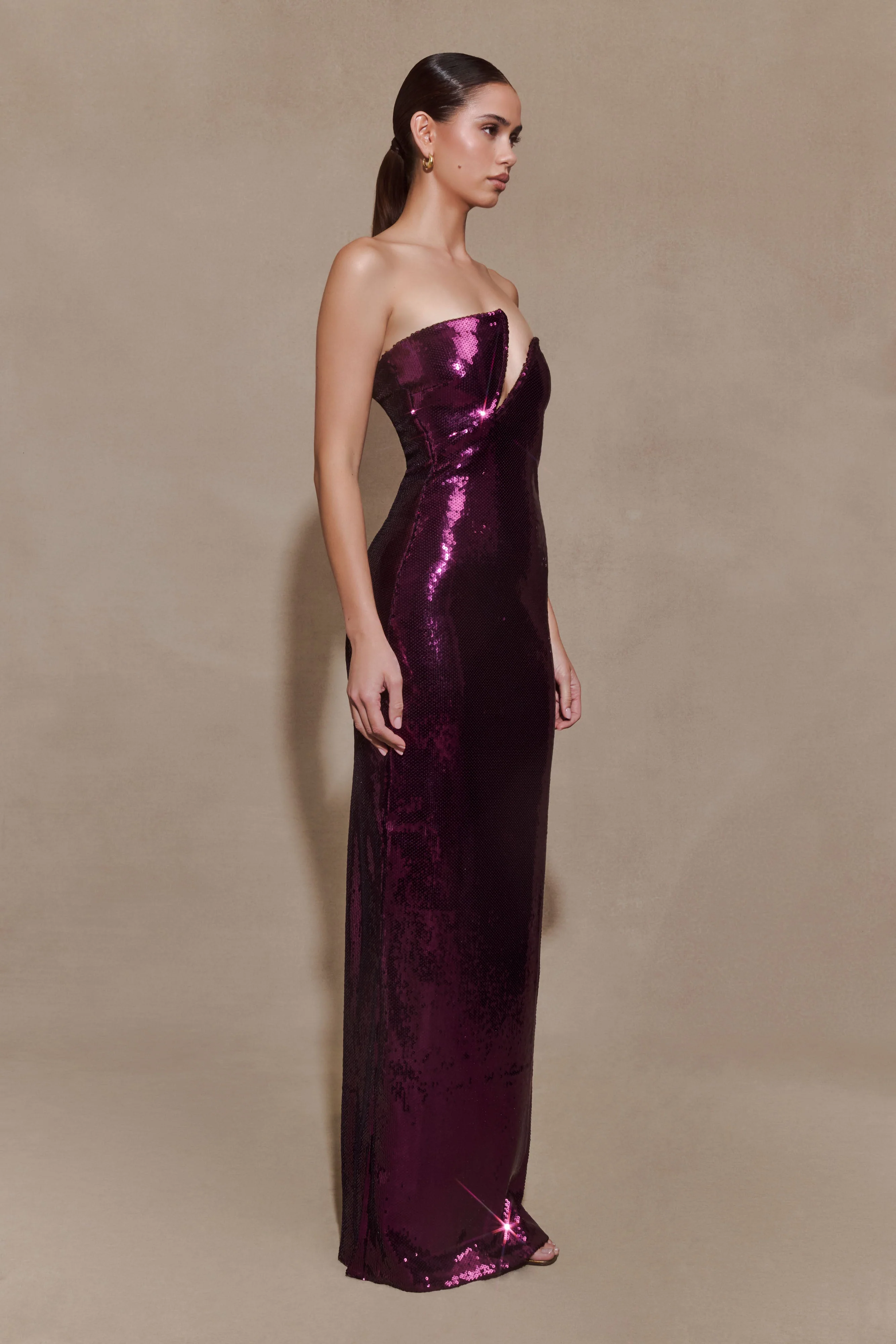 Winston Strapless Sequin Maxi Dress - Plum - Image 4