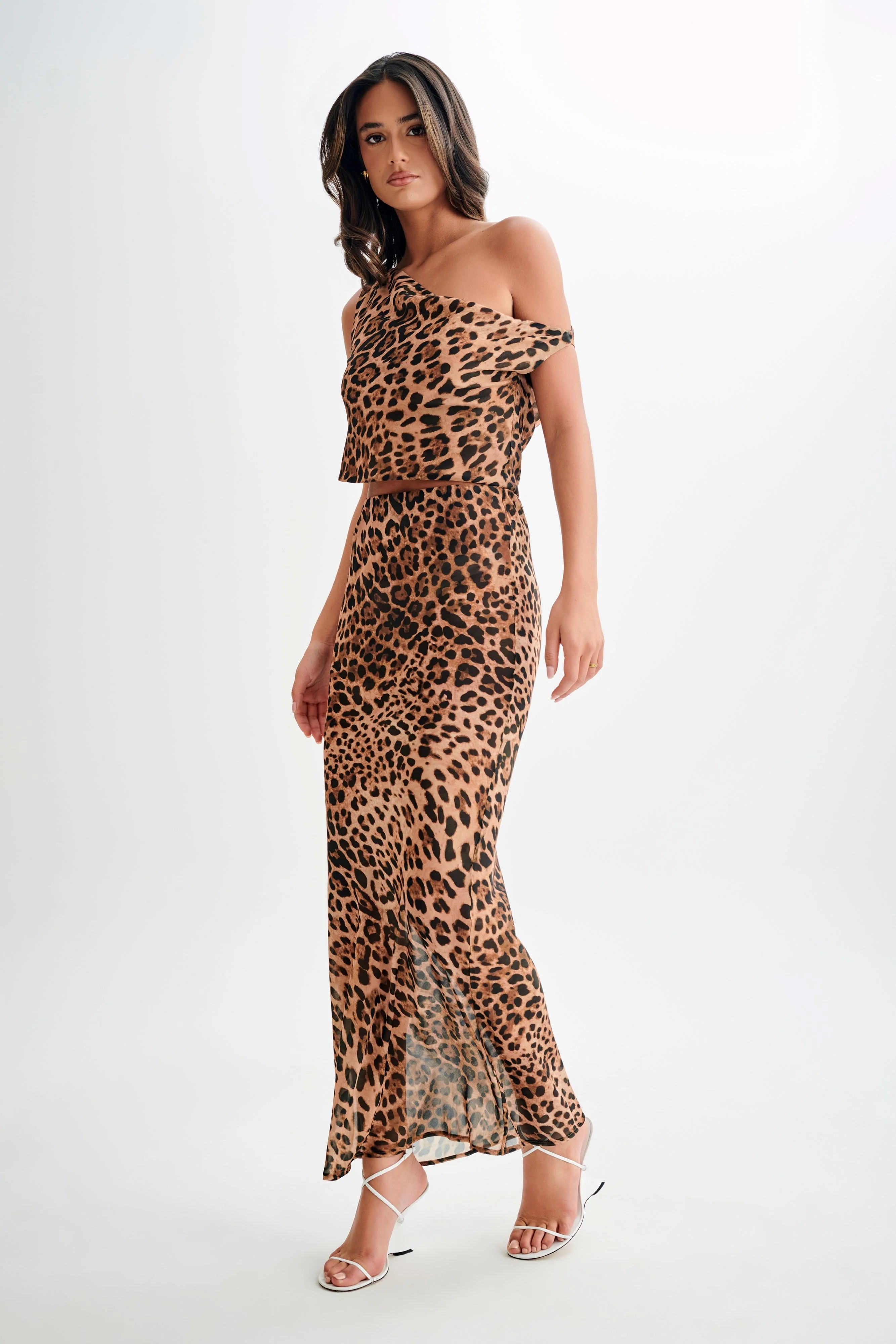 Yvonne Chiffon Maxi Skirt - Leopard Print - Image 6